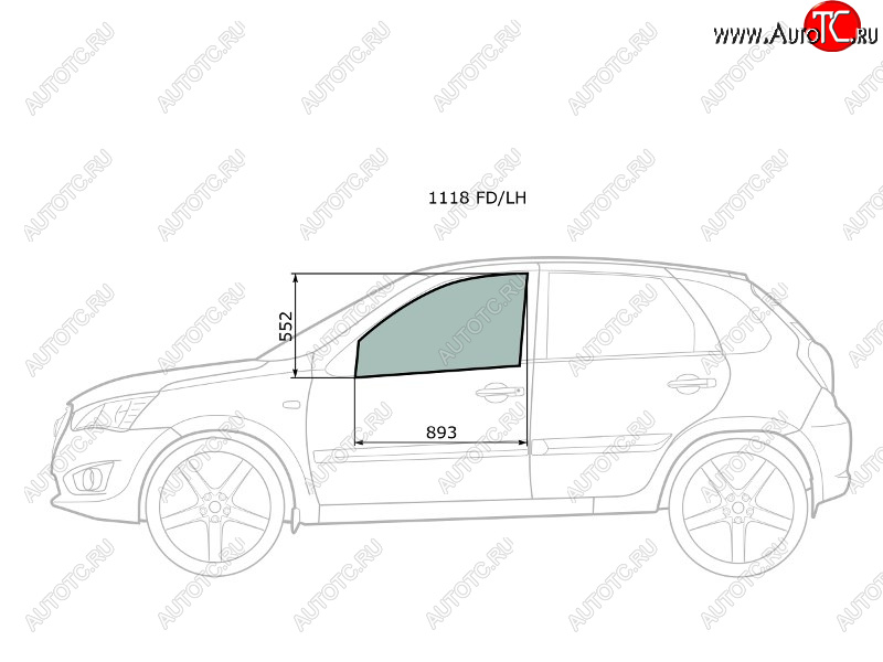 2 349 р. Стекло боковое опускное (Спереди Слева Цвет зеленый) Datsun mi-Do 14-21  on-DO 14-19  LADA Grant XYG 1118 FD/LH  с доставкой в г. Пермь