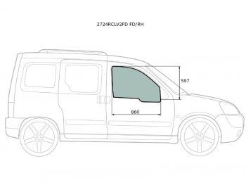 2 789 р. Стекло боковое опускное (Спереди Справа Цвет зеленый) Citroen Berlingo 96-12  Peugeot Partner 96- XYG 2724RCLV2FD FD/RH  с доставкой в г. Пермь. Увеличить фотографию 1