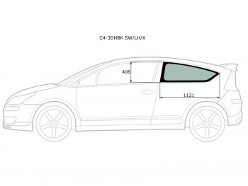 1 299 р. Стекло кузова боковое (не опускное) (Слева Цвет зеленый) Citroen C4 04-11 XYG C4-3DHBK SW/LH/X  с доставкой в г. Пермь. Увеличить фотографию 1