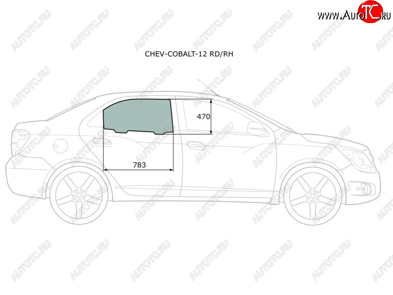 2 599 р. Стекло боковое опускное (Сзади Справа Цвет зеленый) Chevrolet Cobalt 13-  Ravon R4 16-20 XYG CHEV-COBALT-12 RD/RH  с доставкой в г. Пермь