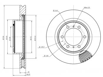 Диск тормозной передний Ø337mm HOSU Toyota Land Cruiser Prado J150 дорестайлинг (2009-2013)