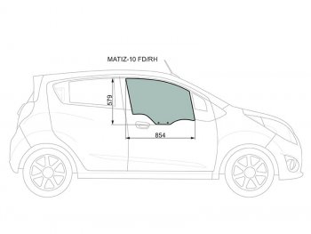 2 789 р. Стекло боковое опускное (Спереди Справа Цвет зеленый) Chevrolet Spark 10-22  Daewoo Matiz 09-11  XYG MATIZ-10 FD/RH  с доставкой в г. Пермь. Увеличить фотографию 2