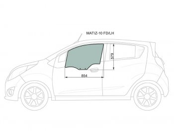 2 789 р. Стекло боковое опускное (Спереди Слева Цвет зеленый) Chevrolet Spark 10-16  Daewoo Matiz 10-19   XYG MATIZ-10 FD/LH  с доставкой в г. Пермь. Увеличить фотографию 2