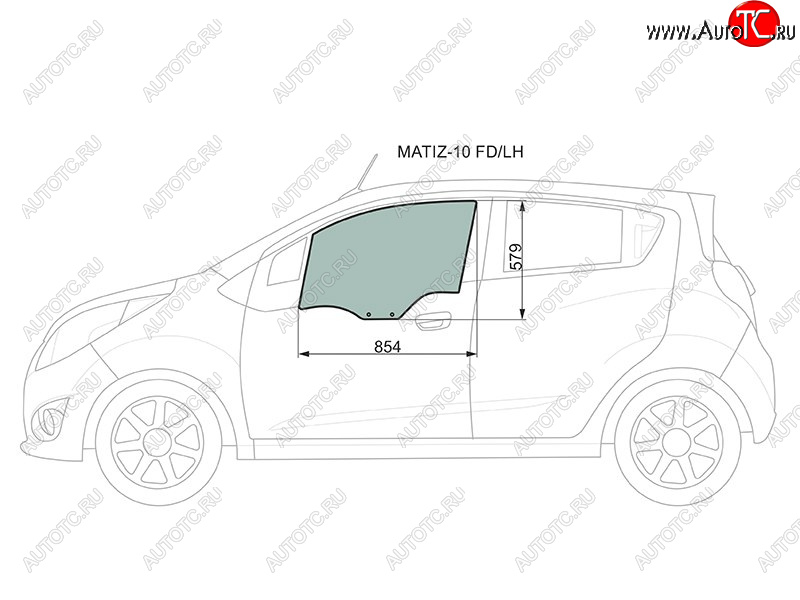 2 789 р. Стекло боковое опускное (Спереди Слева Цвет зеленый) Chevrolet Spark 10-16  Daewoo Matiz 10-19   XYG MATIZ-10 FD/LH  с доставкой в г. Пермь