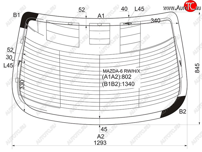 8 499 р. Стекло заднее (Цвет зеленый Обогрев Антенна 4D SED) Mazda 6 02-08  Atenza 02-07 XYG MAZDA-6 RW/H/X  с доставкой в г. Пермь