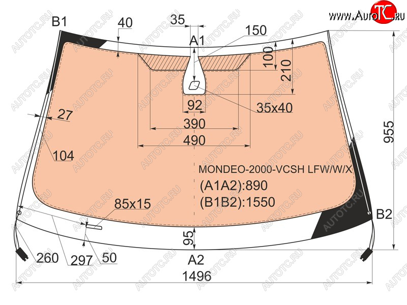 20 499 р. Стекло лобовое (Обогрев полный Датчик дождя Молдинг) Ford Mondeo 00-07 XYG MONDEO-2000-VCSH LFW/W/X  с доставкой в г. Пермь