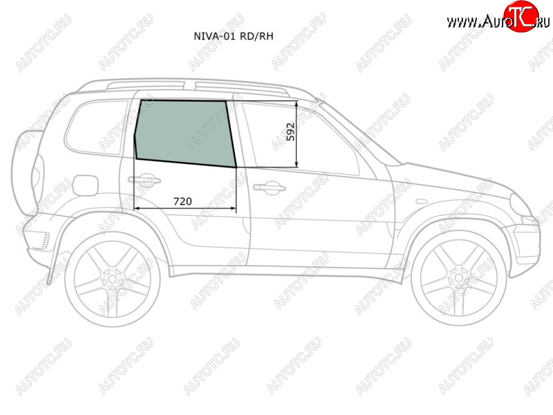 2 349 р. Стекло боковое опускное (Сзади Справа Цвет зеленый) Chevrolet Niva 98-  LADA Niva Travel 21- XYG NIVA-01 RD/RH  с доставкой в г. Пермь