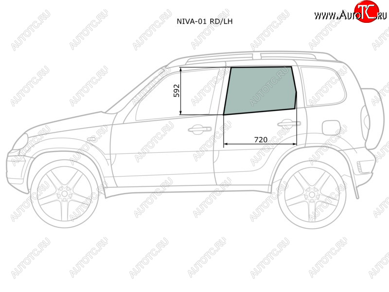2 349 р. Стекло боковое опускное (Сзади Слева Цвет зеленый) Chevrolet Niva 98-  LADA Niva Travel 21- XYG NIVA-01 RD/LH  с доставкой в г. Пермь