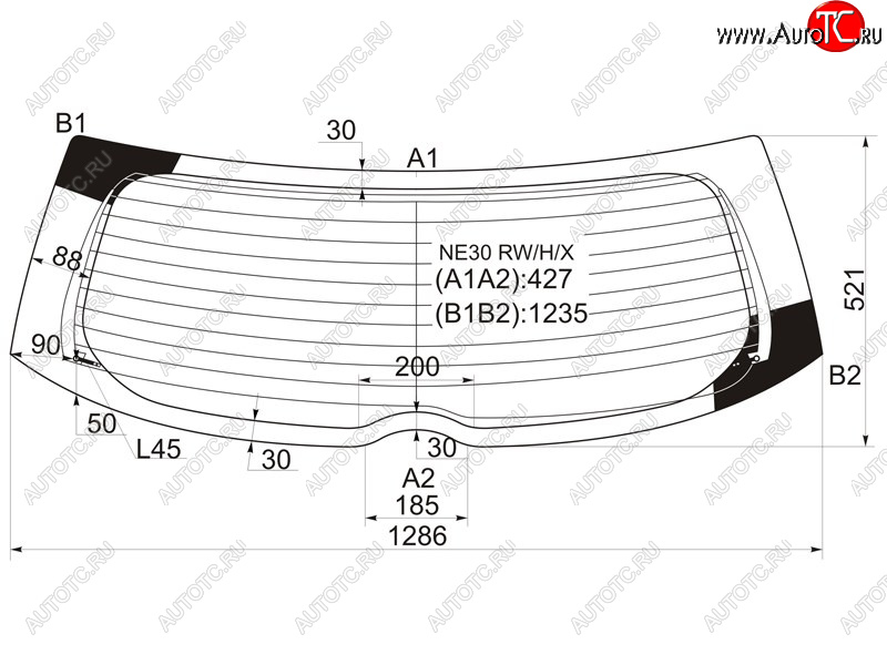 9 549 р. Стекло заднее (Цвет зеленый Обогрев) Toyota Auris 06-12 XYG NE30 RW/H/X  с доставкой в г. Пермь