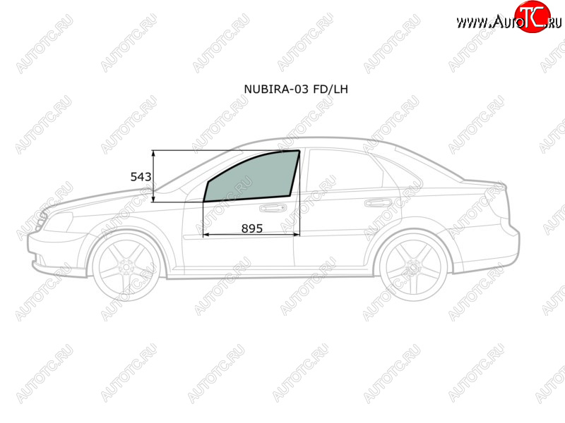 2 399 р. Стекло боковое опускное (Спереди Слева Цвет зеленый) Chevrolet Lacetti 04-13  Daewoo Lacetti 04-0 XYG NUBIRA-03 FD/LH  с доставкой в г. Пермь