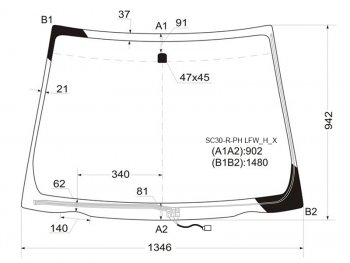 Стекло лобовое (Обогрев щеток) Toyota Vitz 10-20  Yaris 10-17 XYG SC30-R-PH LFW/H/X