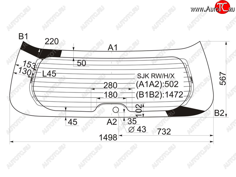 11 749 р. Стекло заднее (Цвет зеленый Обогрев) Honda Elysion 04-13 XYG SJK RW/H/X  с доставкой в г. Пермь