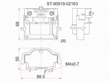 929 р. Катушка зажигания TOYOTA 3S-FE -96 ST19#ST20#SV4#, 4A7A-FE -96 AT19#, 3RZ-FE 95- RZJ9#RZN18# SAT ST-90919-02163  с доставкой в г. Пермь. Увеличить фотографию 1