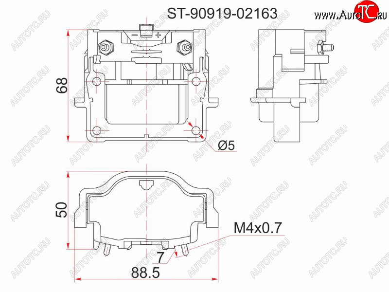 929 р. Катушка зажигания TOYOTA 3S-FE -96 ST19#ST20#SV4#, 4A7A-FE -96 AT19#, 3RZ-FE 95- RZJ9#RZN18# SAT ST-90919-02163  с доставкой в г. Пермь