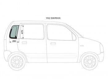 929 р. Стекло кузова боковое (не опускное) (Справа Цвет зеленый) Chevrolet MW 03-10  Suzuki Wagon R Solio XYG YK2 SW/RH/X  с доставкой в г. Пермь. Увеличить фотографию 1