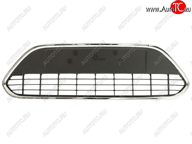 2 349 р. Центральная решетка переднего бампера BodyParts Ford Focus 2 хэтчбэк 3 дв. рестайлинг (2007-2011) (молдинг хром)  с доставкой в г. Пермь