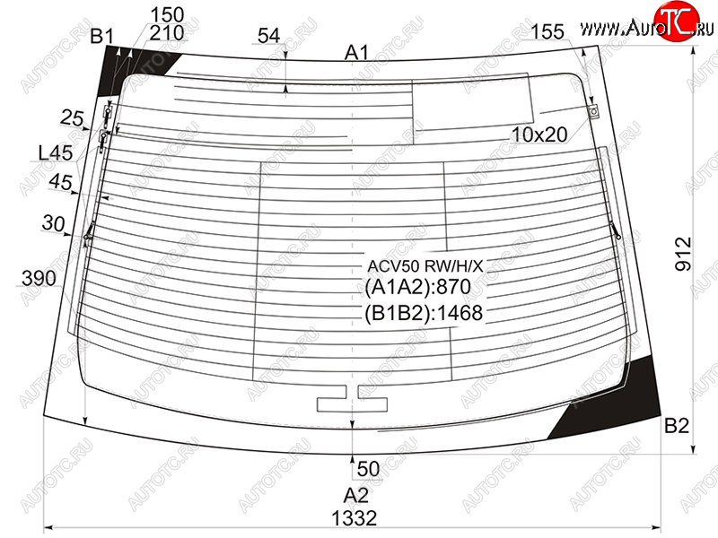 8 799 р. Стекло заднее (Цвет зеленый Обогрев Антенна) Toyota Camry (XV50) 11-18  Aurion 12-15  Camry UAE XYG ACV50 RW/H/X  с доставкой в г. Пермь
