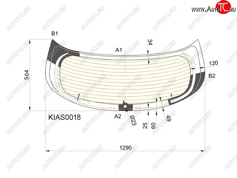 6 599 р. Стекло заднее (Цвет зеленый Обогрев 5D HBK) Kia Rio 11-17 KMK KIAS0018  с доставкой в г. Пермь