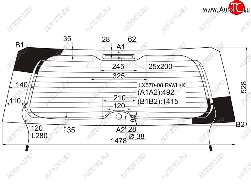 8 499 р. Стекло заднее (Цвет зеленый Обогрев) Lexus LX 07-15 XYG LX570-08 RW/H/X  с доставкой в г. Пермь
