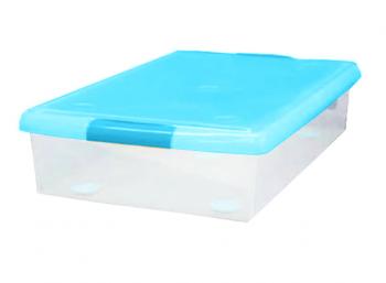 2 869 р. Короб для хранения IRIS THIN BOX 34л, прозрачный-голубой  ug-725b  с доставкой в г. Пермь. Увеличить фотографию 1