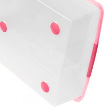 3 969 р. Короб для хранения IRIS THIN BOX 85л, прозрачный-розовый  ug-850p  с доставкой в г. Пермь. Увеличить фотографию 6
