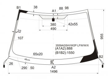 Стекло лобовое (Обогрев полный Молдинг) Ford Mondeo 00-07 XYG 3559AGSHVW2P LFW/W/X