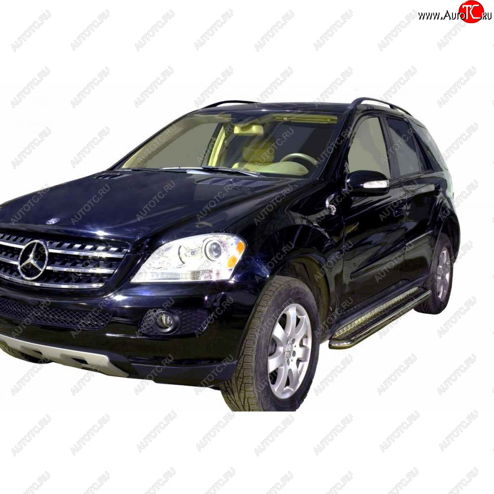 11 699 р. Защита порогов с алюминиевым листом d63.5, Техно Сфера  Mercedes-Benz ML class ( W163,  W164,  W166) (1997-2015) дорестайлинг, рестайлинг (Черный матовый)  с доставкой в г. Пермь