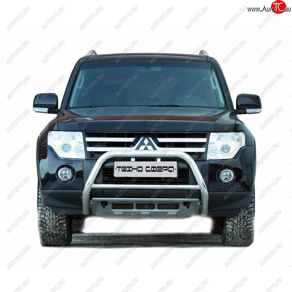 11 699 р. Передок низкий с полимерным покрытием d63.5, Техно Сфера Mitsubishi Pajero 4 V90 2-ой рестайлинг (2014-2020) (Черный матовый)  с доставкой в г. Пермь