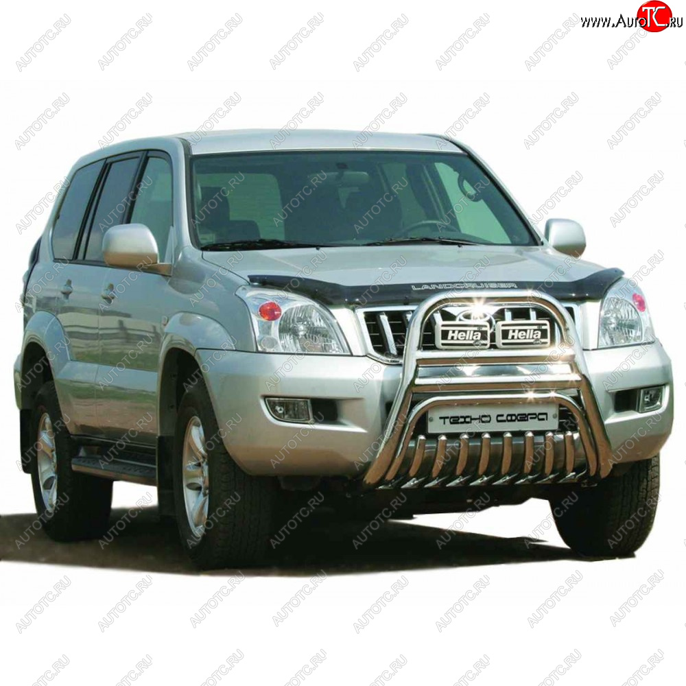 41 999 р.  Передок с защитой двигателя нержавейка d63.5, Техно Сфера  Toyota Land Cruiser Prado  J120 (2002-2009) (Нержавейка)  с доставкой в г. Пермь