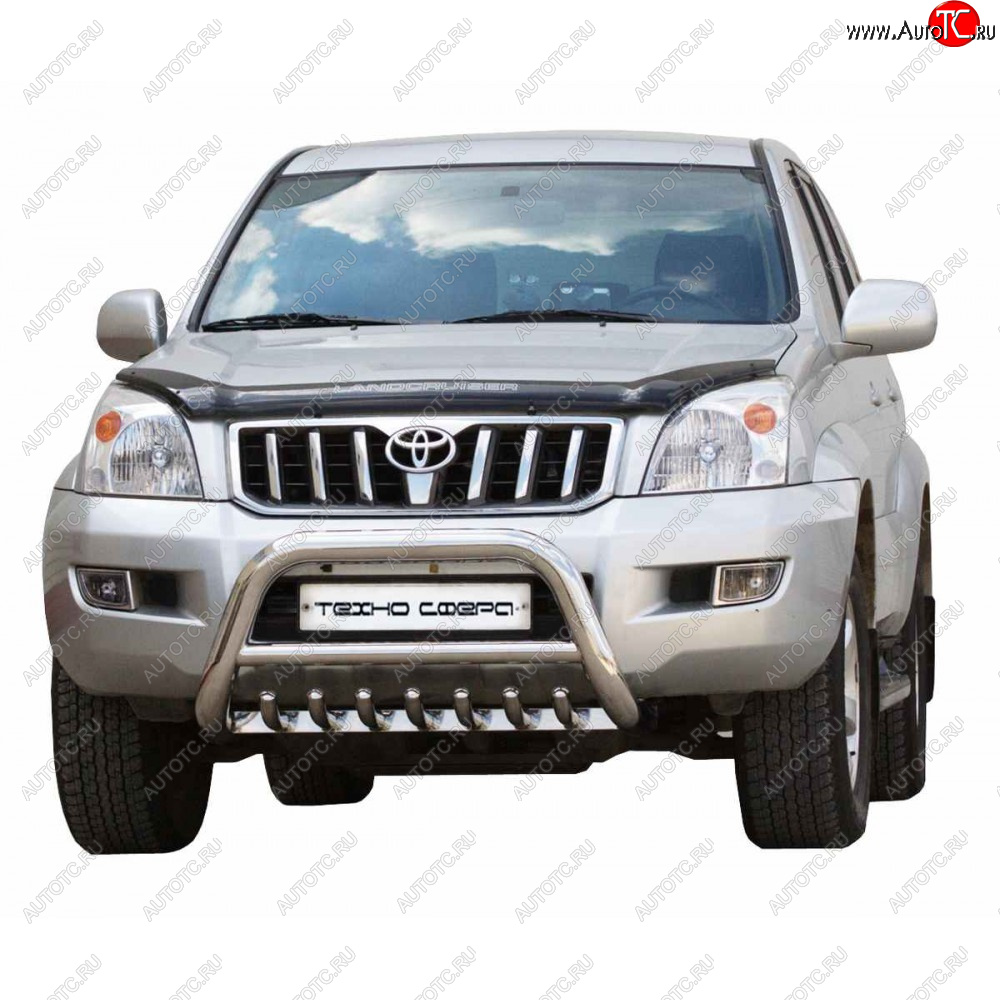 39 999 р. Передок низкий с защитой двигателя d63.5, Техно Сфера  Toyota Land Cruiser Prado  J120 (2002-2009) (Нержавейка)  с доставкой в г. Пермь
