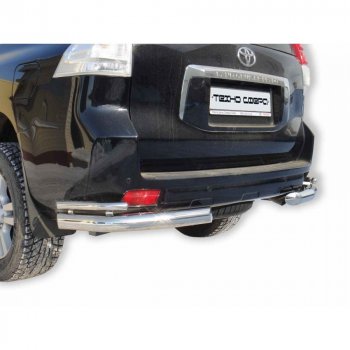Защита заднего бампера нержавейка d76 (Уголки двойные), Техно Сфера Toyota Land Cruiser Prado J150 дорестайлинг (2009-2013) (нержавейка)