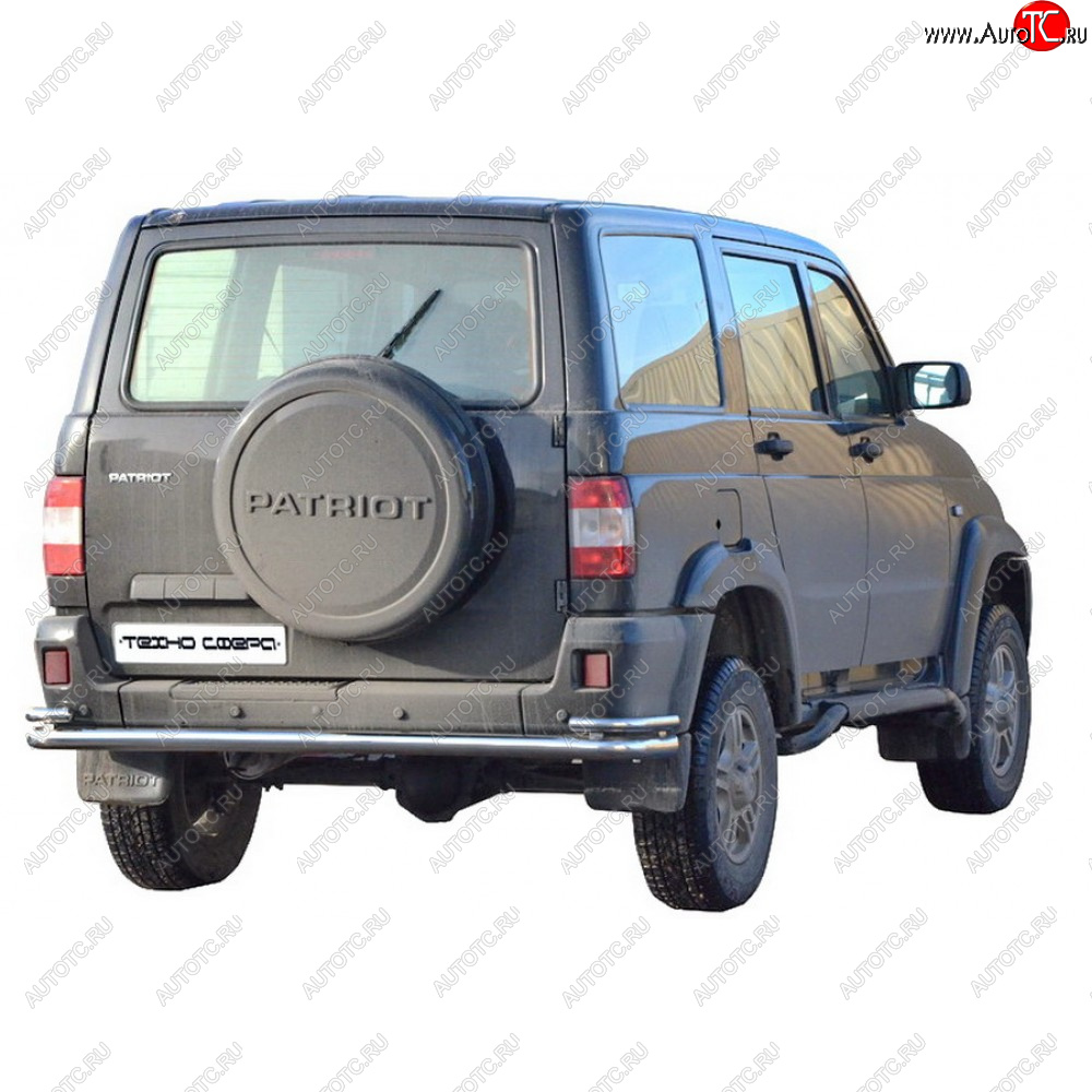 20 799 р. Защита заднего бампера нержавейка d63.5 (Труба с уголками), Техно Сфера Уаз Патриот 3163 5-дв. 1-ый рестайлинг (2014-2016)  с доставкой в г. Пермь