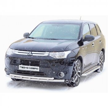 Защита переда труба двойная с полимерным покрытием d63.5, Техно Сфера Mitsubishi Outlander ( CU,  XL,  CW0W,  GF) (2003-2022) (CW)  дорестайлинг, дорестайлинг, рестайлинг, (CW)  рестайлинг, 1-ый рестайлинг, 2-ой рестайлинг, 3-ий рестайлинг