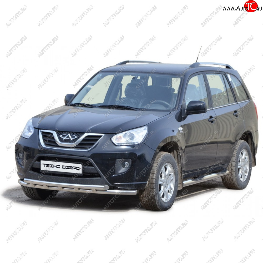 30 999 р. Защита переда труба двойная нержавейка d51, Техно Сфера Chery Tiggo T11 дорестайлинг (2005-2013) (Нержавейка)  с доставкой в г. Пермь