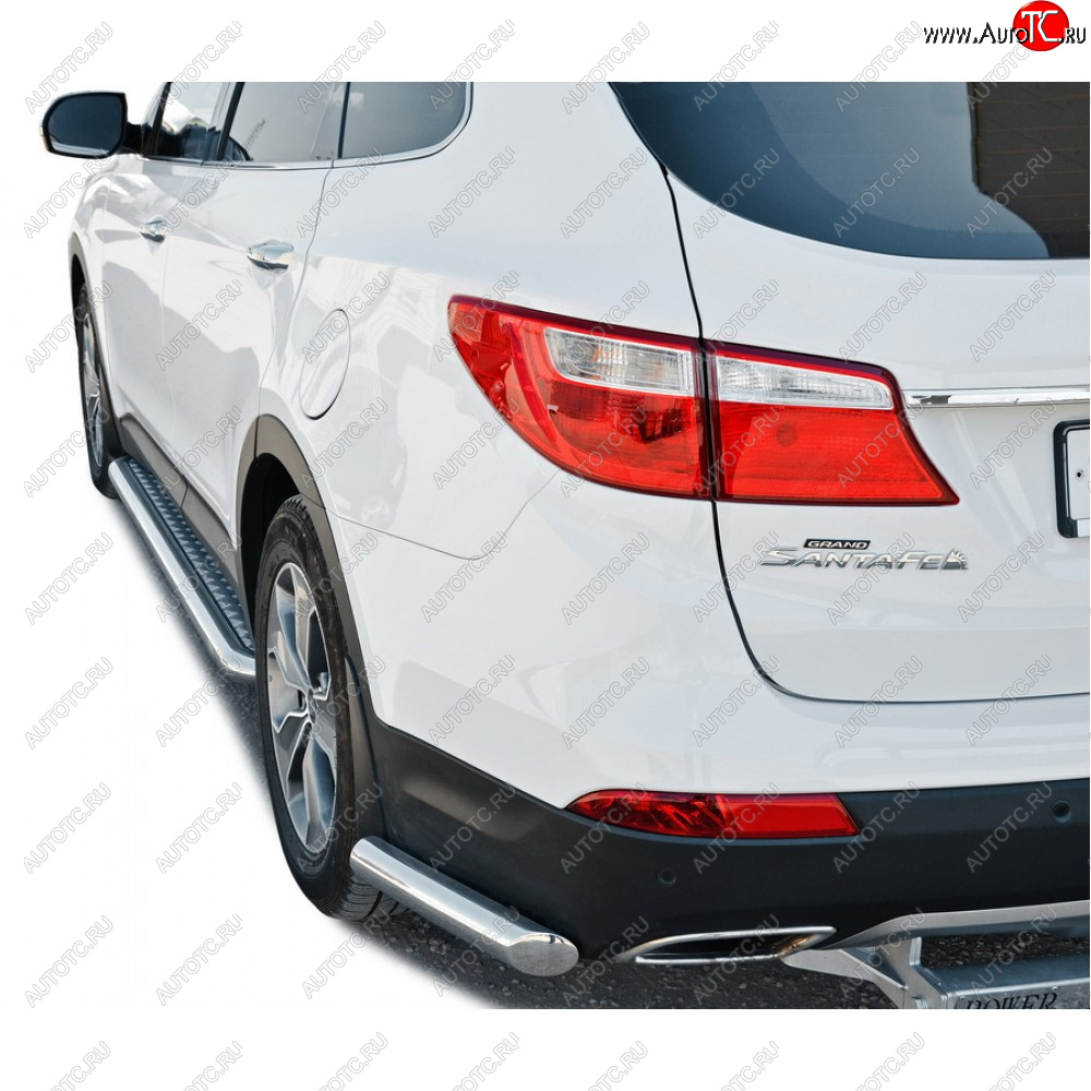 21 999 р. Защита заднего бампера нержавейка(уголки) d63.5, Техно Сфера  Hyundai Grand Santa Fe  1 DM (2013-2018) дорестайлинг, рестайлинг (нержавейка)  с доставкой в г. Пермь