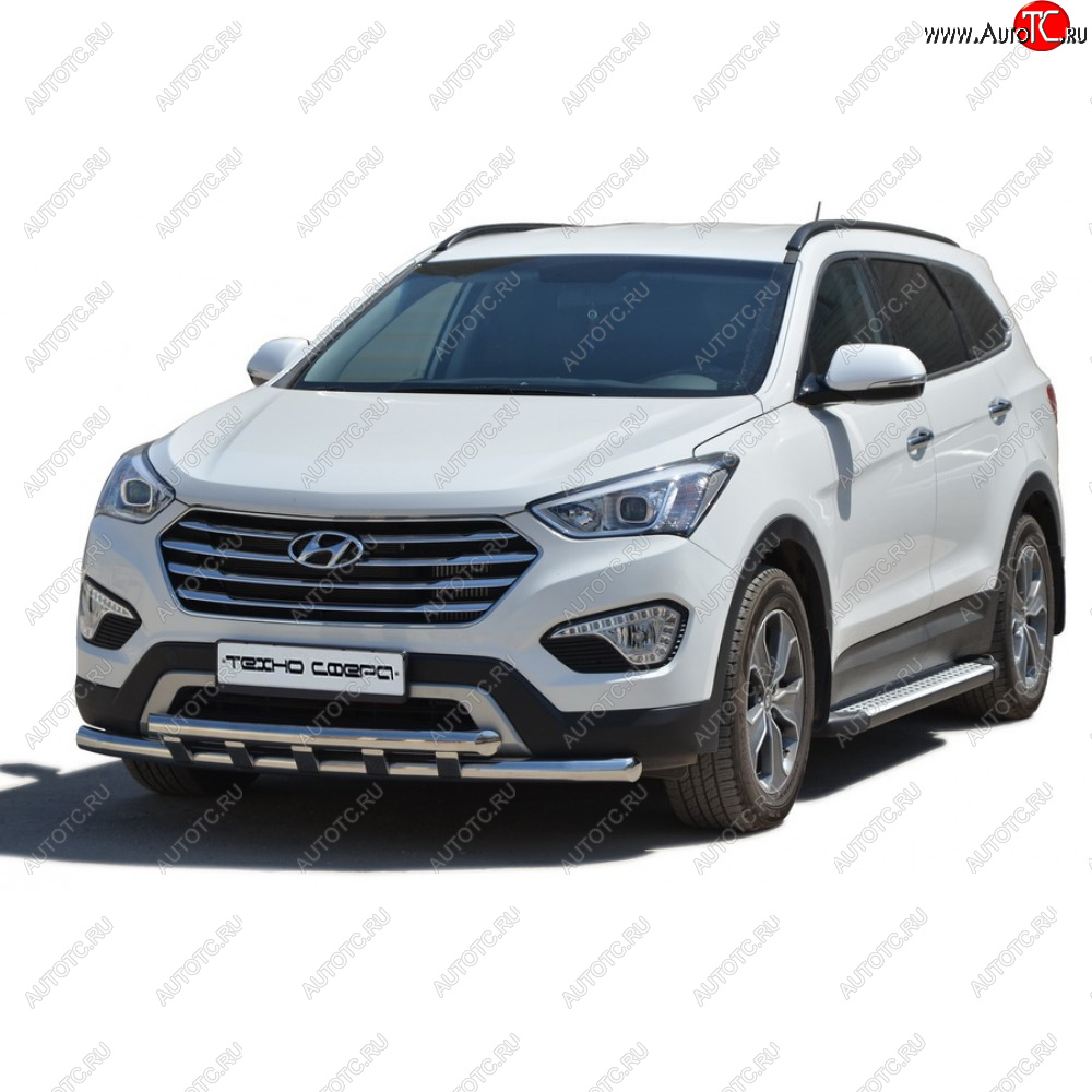 31 999 р. Пороги бумер алюминиевые с резинкой, Техно Сфера  Hyundai Grand Santa Fe  1 DM (2013-2018) дорестайлинг, рестайлинг (Черный глянец)  с доставкой в г. Пермь
