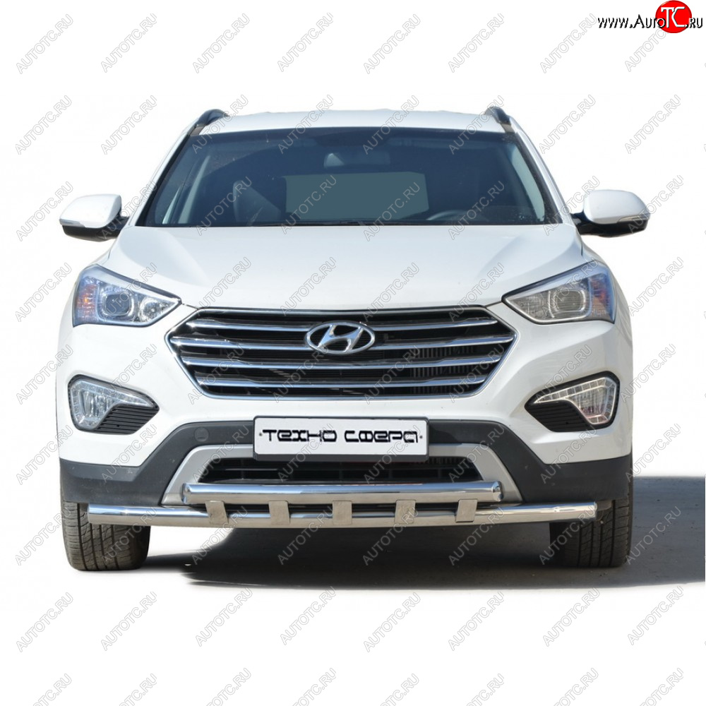 35 699 р. Защита переда труба двойная нержавейка d63.5, Техно Сфера  Hyundai Grand Santa Fe  1 DM (2013-2018) дорестайлинг, рестайлинг  с доставкой в г. Пермь