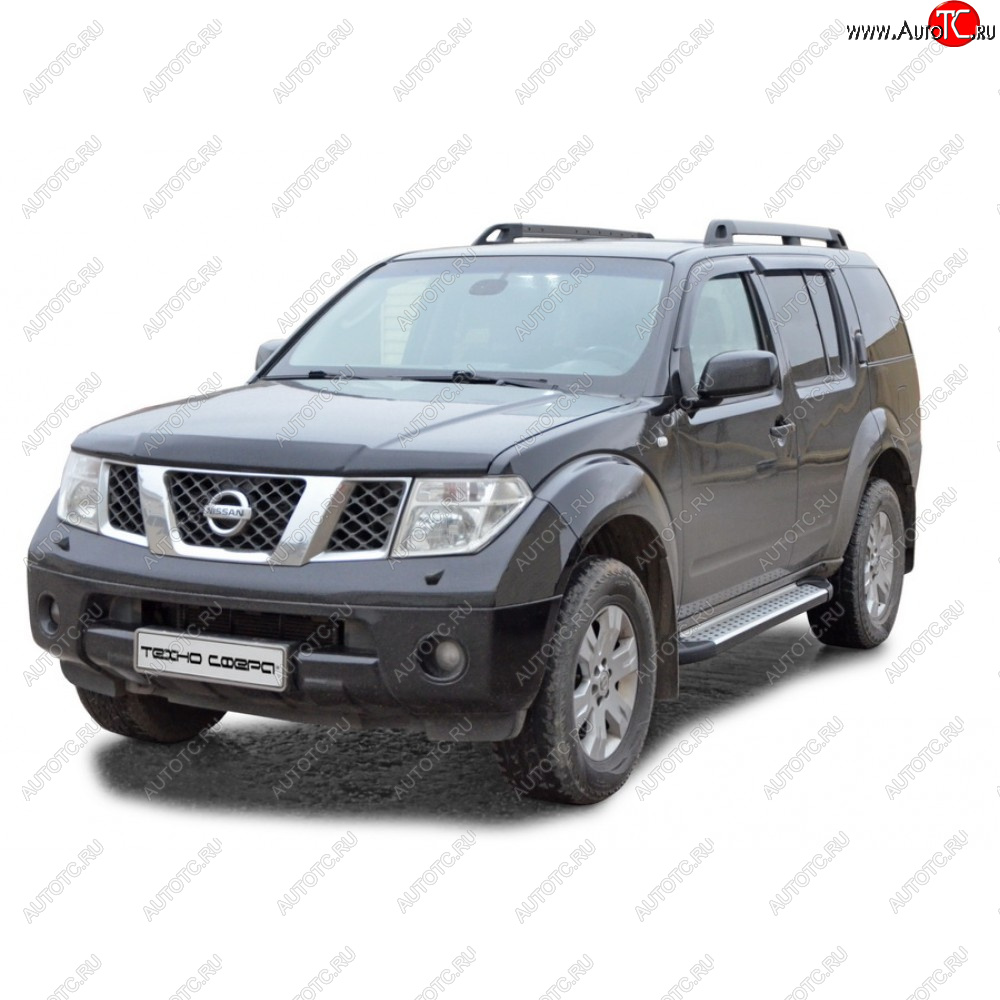 31 999 р. Пороги бумер алюминиевые с резинкой, Техно Сфера  Nissan Pathfinder ( R50,  R51) (1999-2014) 1-ый рестайлинг, 2-ой рестайлинг, рестайлинг (Черный глянец)  с доставкой в г. Пермь