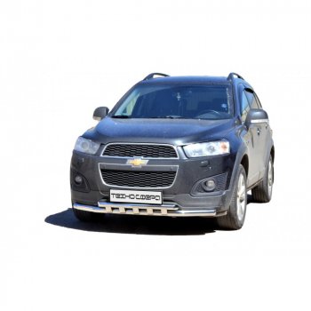 Защита переда труба двойная с полимерным покрытием d63,5, Техно Сфера Chevrolet Captiva  дорестайлинг (2006-2011)