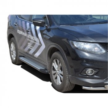 Пороги бумер алюминиевые с резинкой, Техно Сфера Nissan X-trail 2 T31 дорестайлинг (2007-2011)