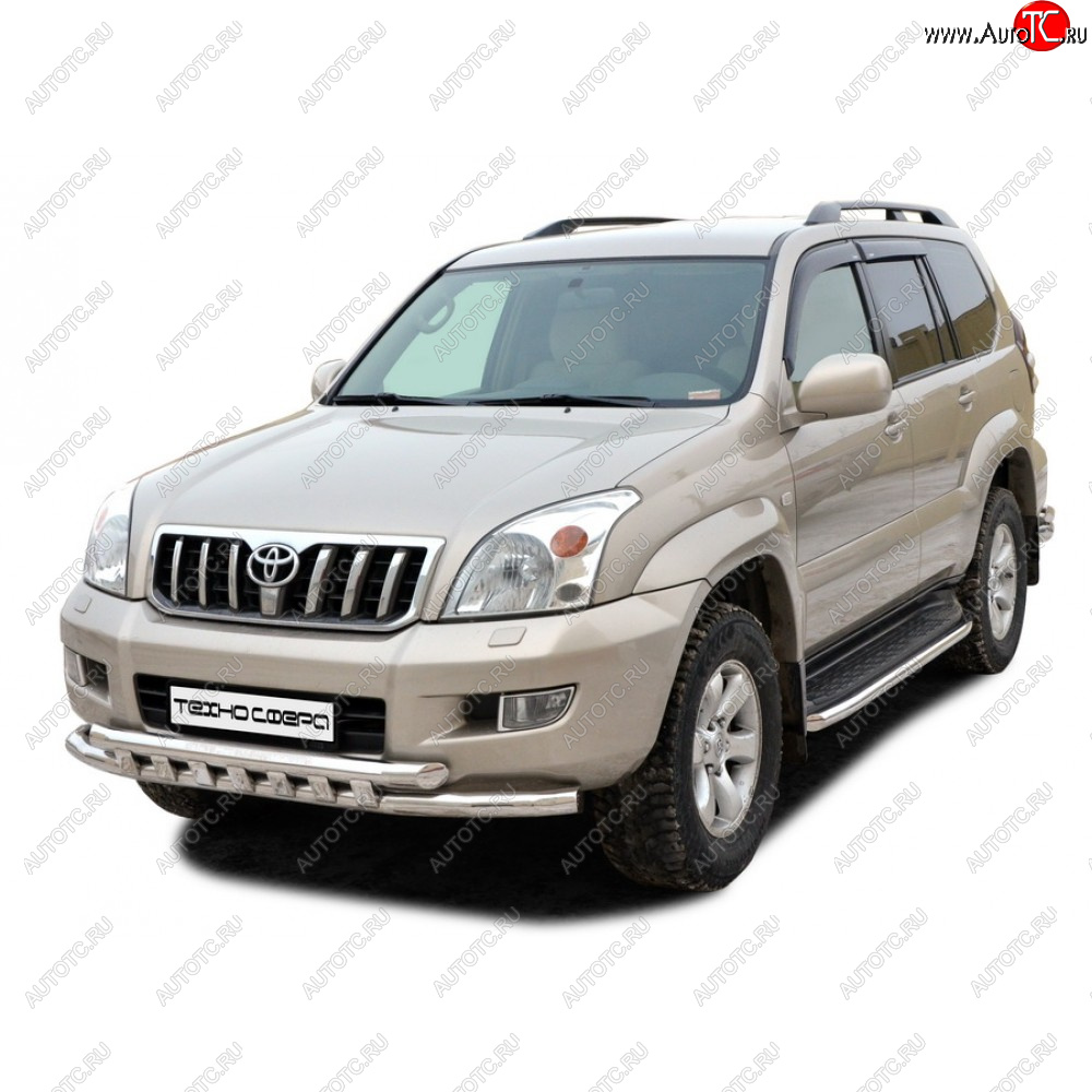 26 799 р. Защита порогов труба декор нержавейка d51, Техно Сфера  Toyota Land Cruiser Prado  J120 (2002-2009) (Нержавейка)  с доставкой в г. Пермь