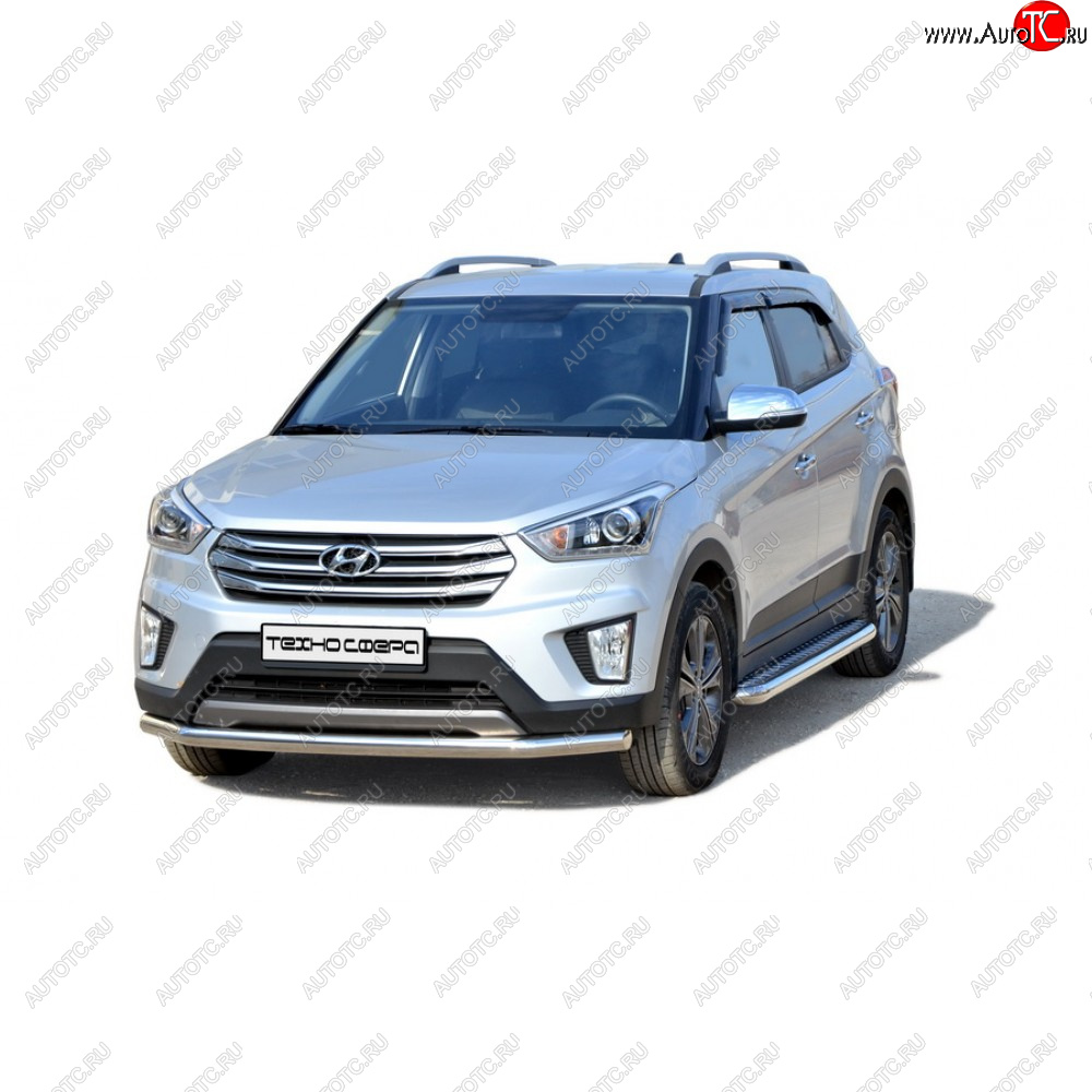 26 799 р. Защита переда труба нержавейка d63.5, Техно Сфера  Hyundai Creta ( GS,  SU) (2015-2022) дорестайлинг, рестайлинг (Нержавейка)  с доставкой в г. Пермь