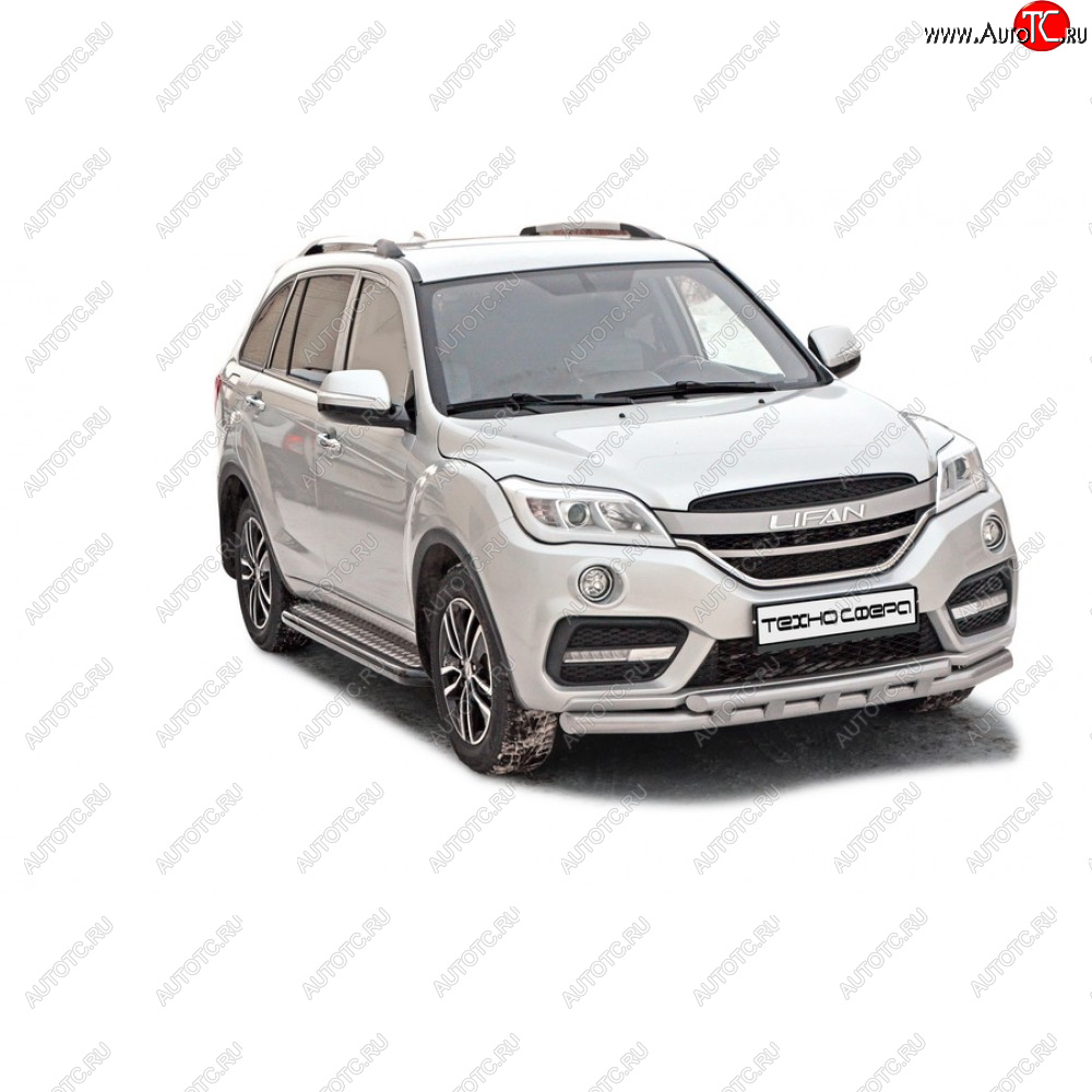 32 999 р. Защита переда труба двойная нержавейка d63.5, Техно Сфера  Lifan X60 (2011-2025) дорестайлинг, 1-ый рестайлинг, 2-ой рестайлинг (Нержавейка)  с доставкой в г. Пермь