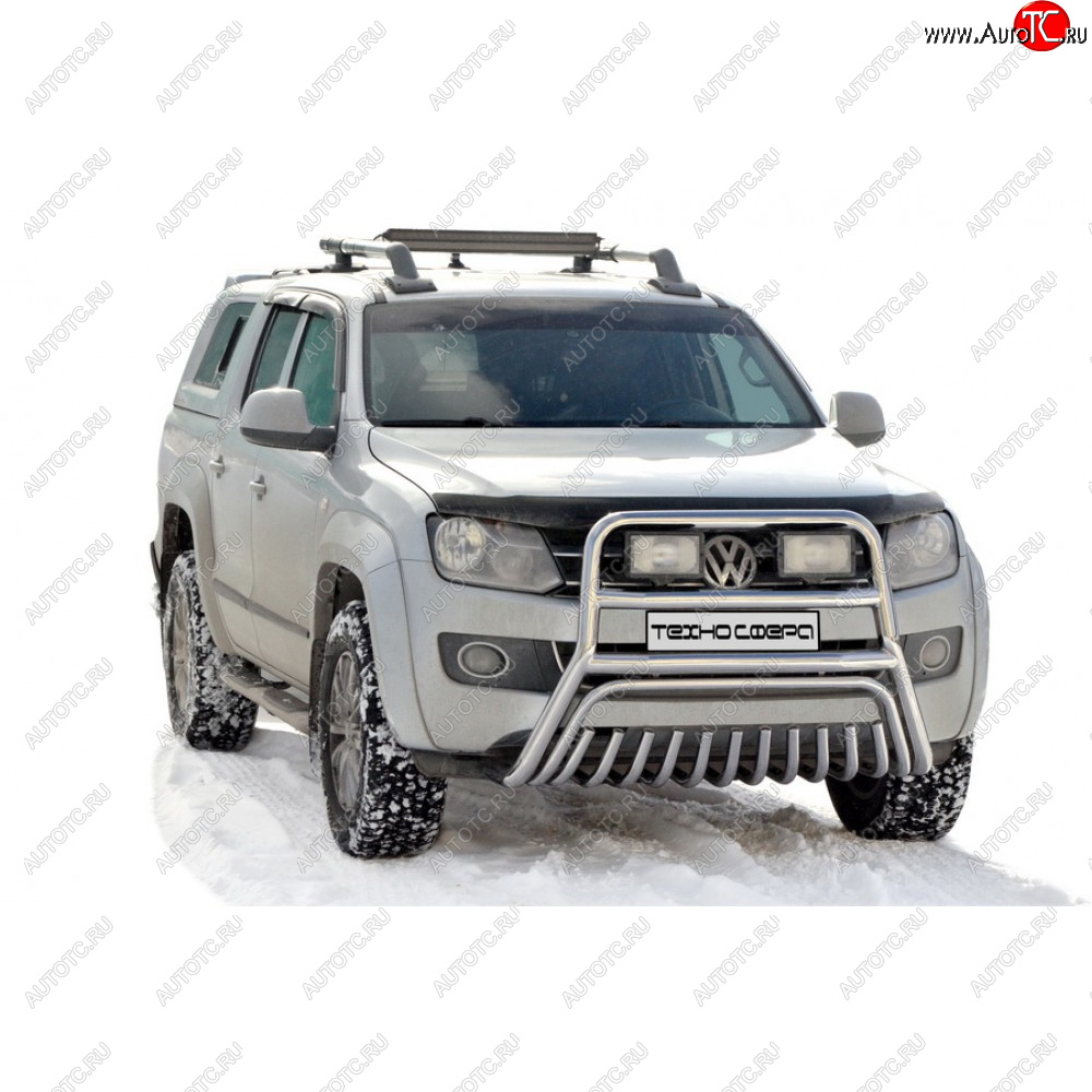 15 599 р.  Передок высокий с полимерным покрытием d63.5, Техно Сфера  Volkswagen Amarok (2009-2022) дорестайлинг, рестайлинг (Черный матовый)  с доставкой в г. Пермь