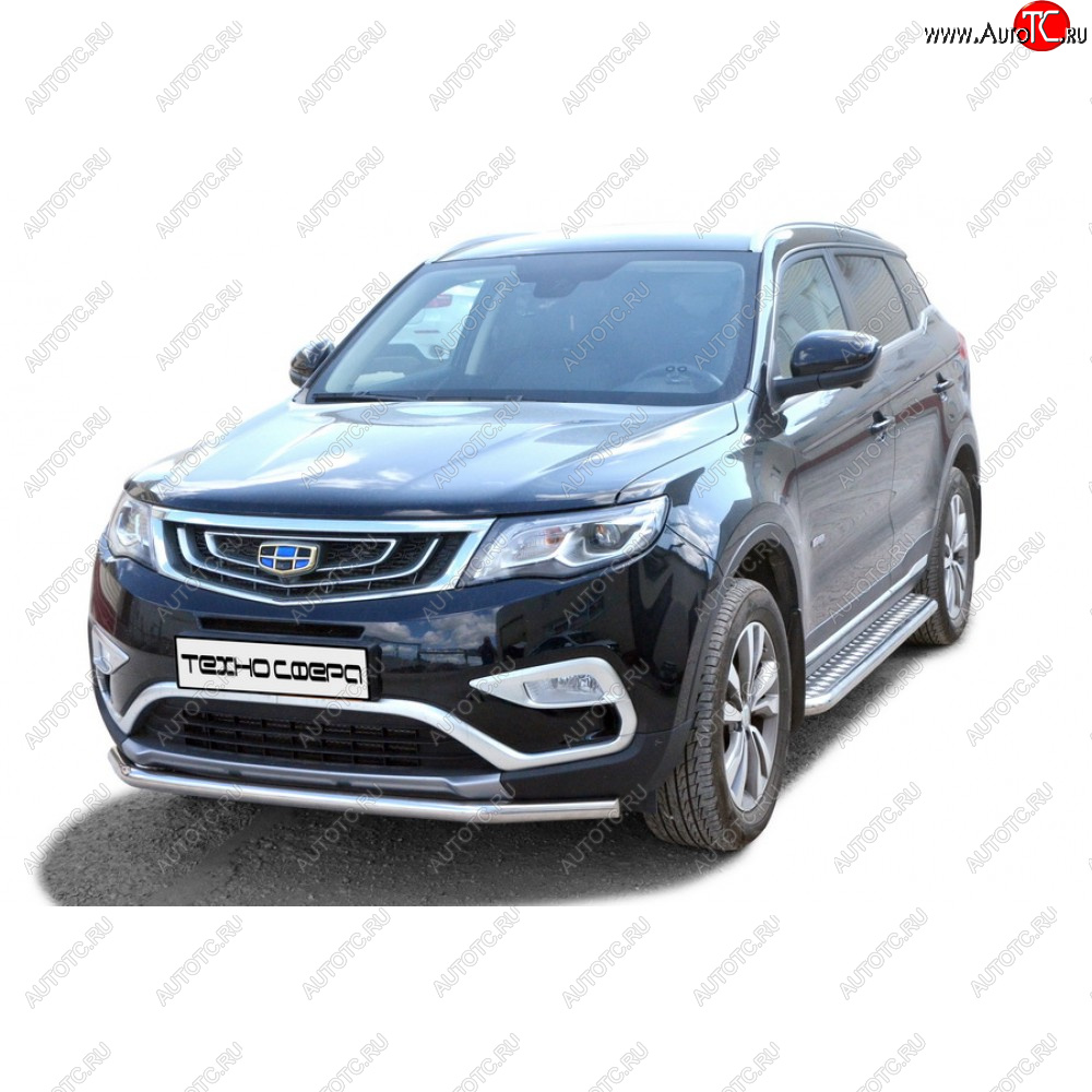 28 899 р. Защита порогов с алюминиевым листом нержавейка d51, Техно Сфера Geely Atlas NL3 (2016-2022) (Нержавейка)  с доставкой в г. Пермь
