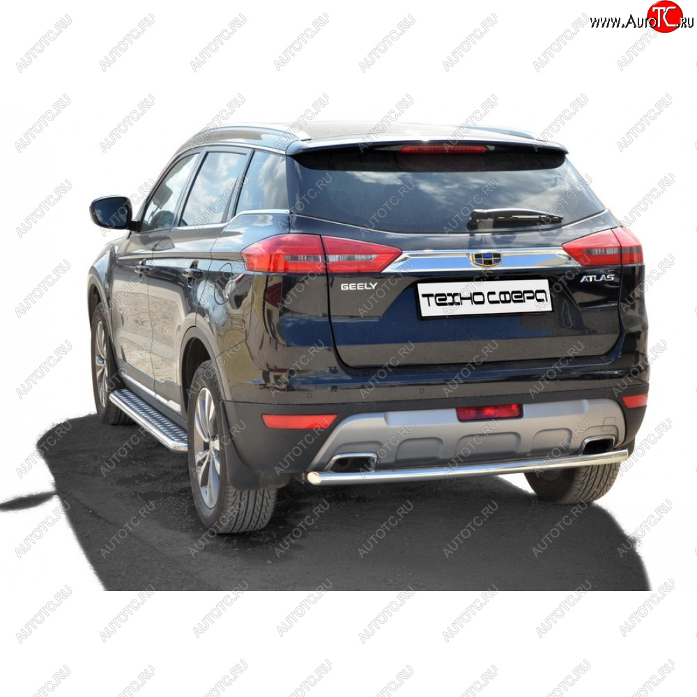 27 899 р. Защита заднего бампера нержавейка d51 (труба), Техно Сфера  Geely Atlas  NL3 (2016-2022) (нержавейка)  с доставкой в г. Пермь