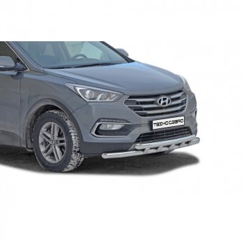 Защита переда труба двойная с полимерным покрытием d63,5, Техно Сфера Hyundai Santa Fe  DM (2015-2019) рестайлинг