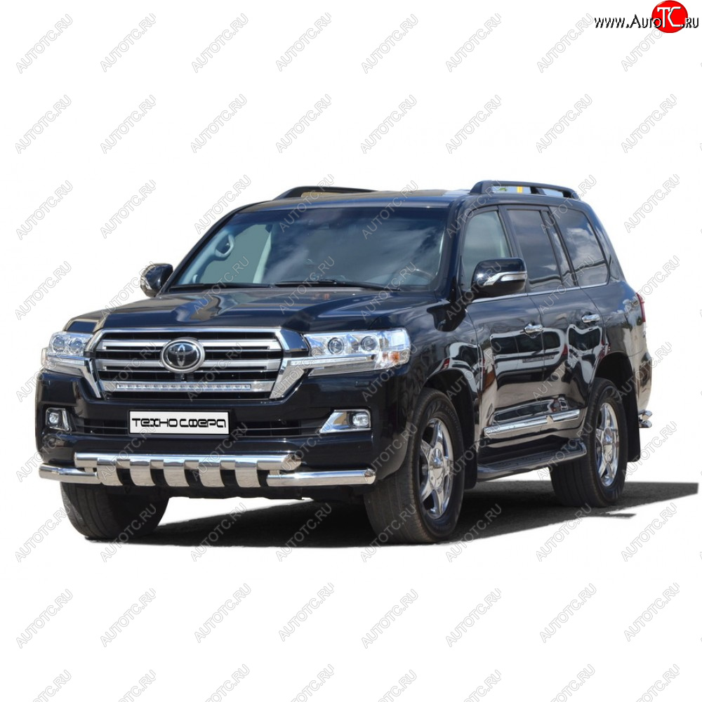 43 999 р. Защита переда труба двойная люкс нержавейка d76, Техно Сфера  Toyota Land Cruiser  200 (2007-2021) дорестайлинг, 1-ый рестайлинг, 2-ой рестайлинг (Нержавейка)  с доставкой в г. Пермь