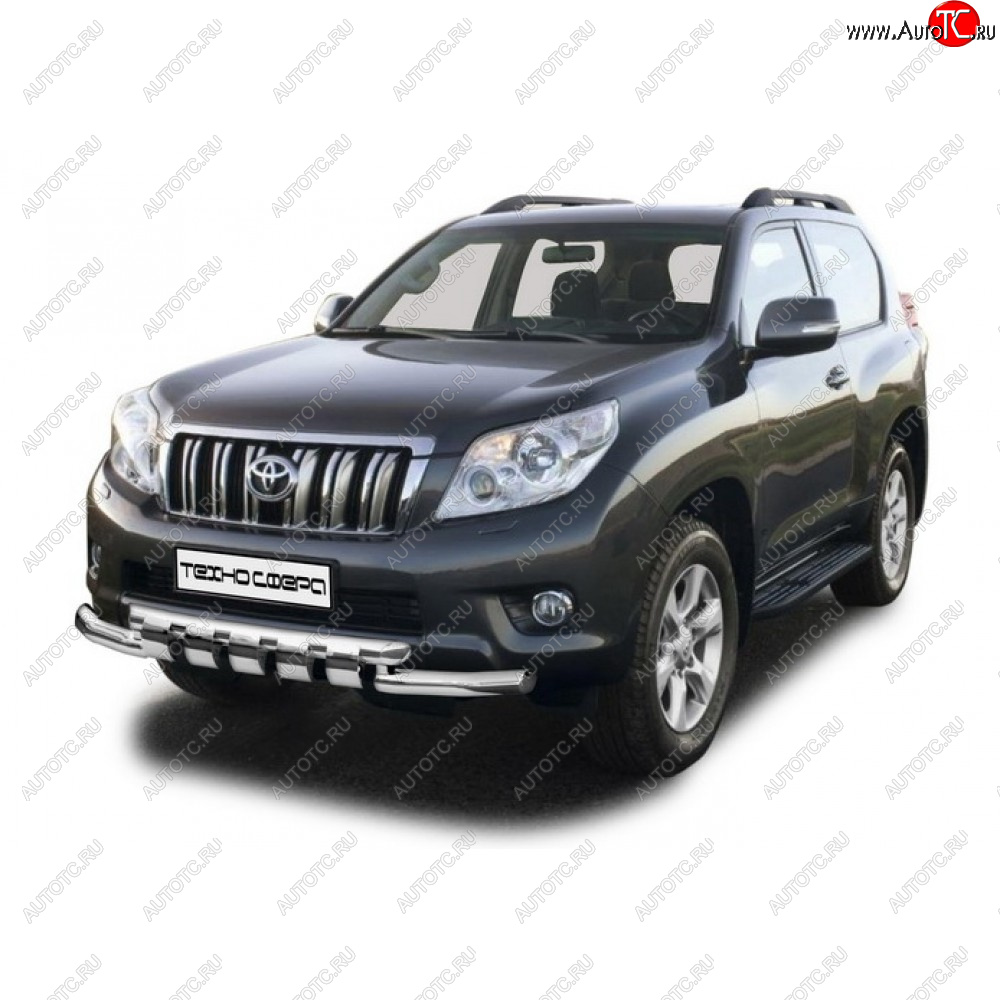 43 999 р. Защита переда труба двойная люкс нержавейка d76, Техно Сфера  Toyota Land Cruiser Prado  J150 (2009-2025) дорестайлинг, 1-ый рестайлинг, 2-ой рестайлинг, 3-ий рестайлинг (Нержавейка)  с доставкой в г. Пермь