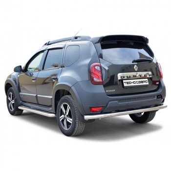 Защита заднего бампера нержавейка (труба) d63.5, Техно Сфера Renault Duster HS дорестайлинг (2010-2015) (нержавейка)